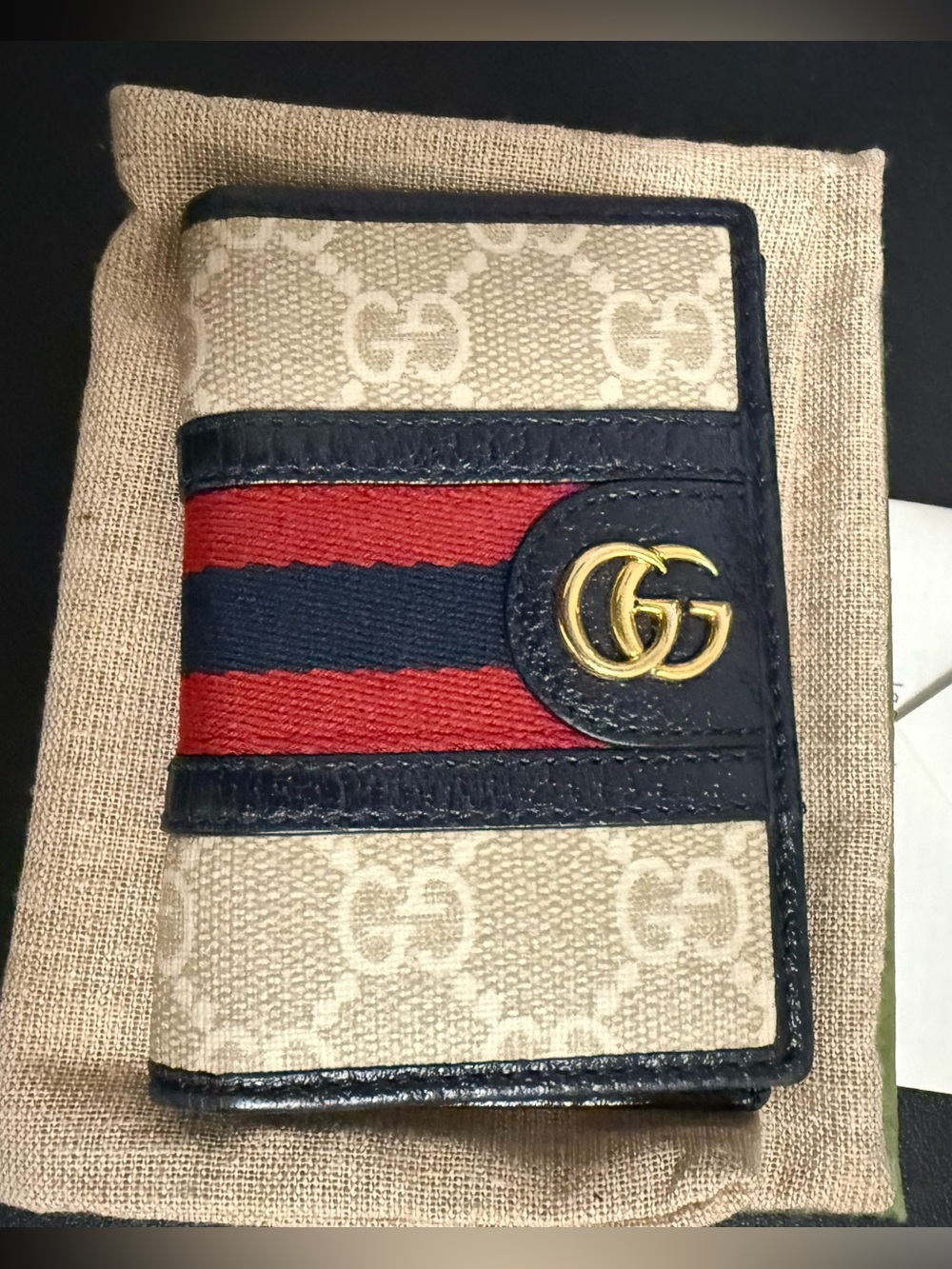Gucci GG Monogram Web Stripe Card Holder